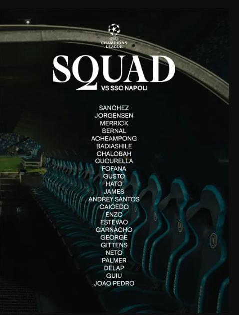 첼시, 나폴리전 선수 명단 발표: 파머 복귀, 카이세도, 에스테반 포함